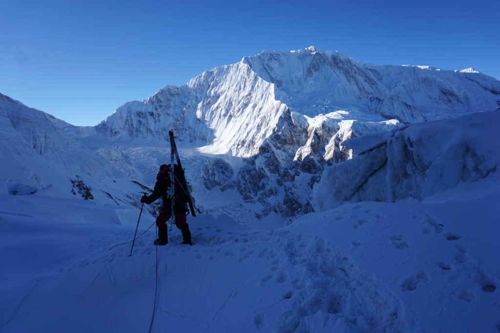 Mike Marolt on route, Himlung Himal. Photo Jim Gile