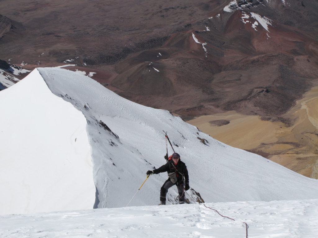 Climbing the lower summit on Coropuna. Photo Steve Marolt