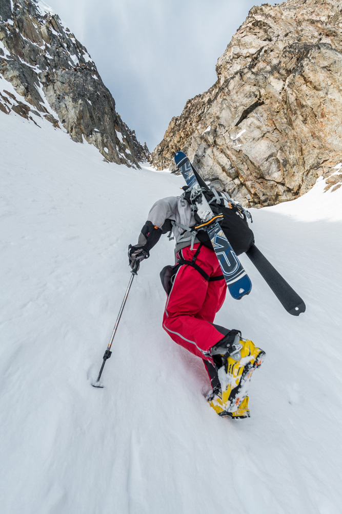 Andrew McLean booting a couloir
