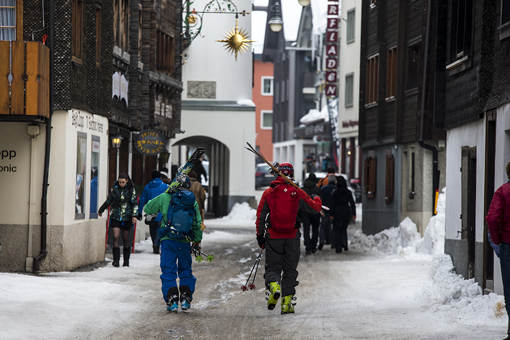 John Trousdale and Sven Brunso on the streets of Andermatt